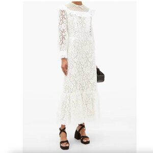 MIU MIU Floral-Lace and Broderie-Anglaise Cotton Dress Babydoll Bridal Wedding